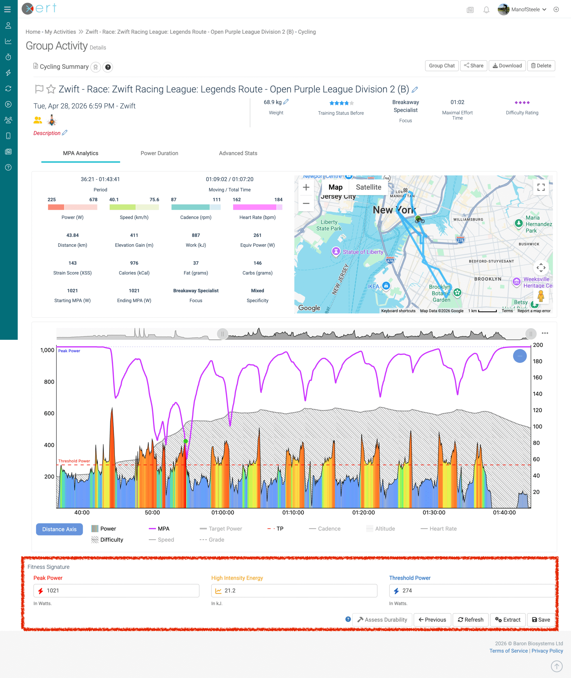 Advanced signature options are found below the MPA chart