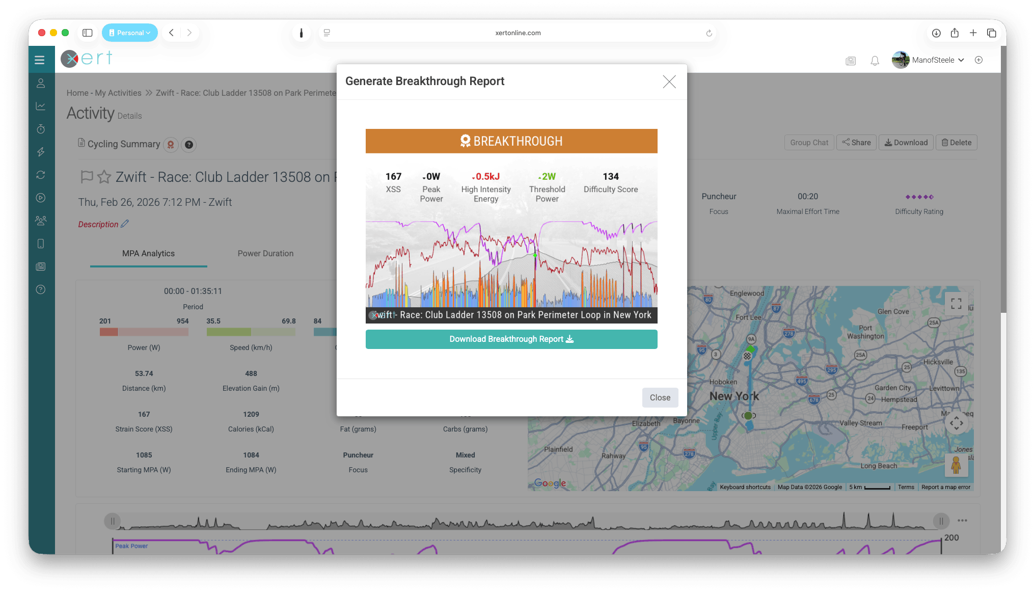 Click the button to generate a Breakthrough report