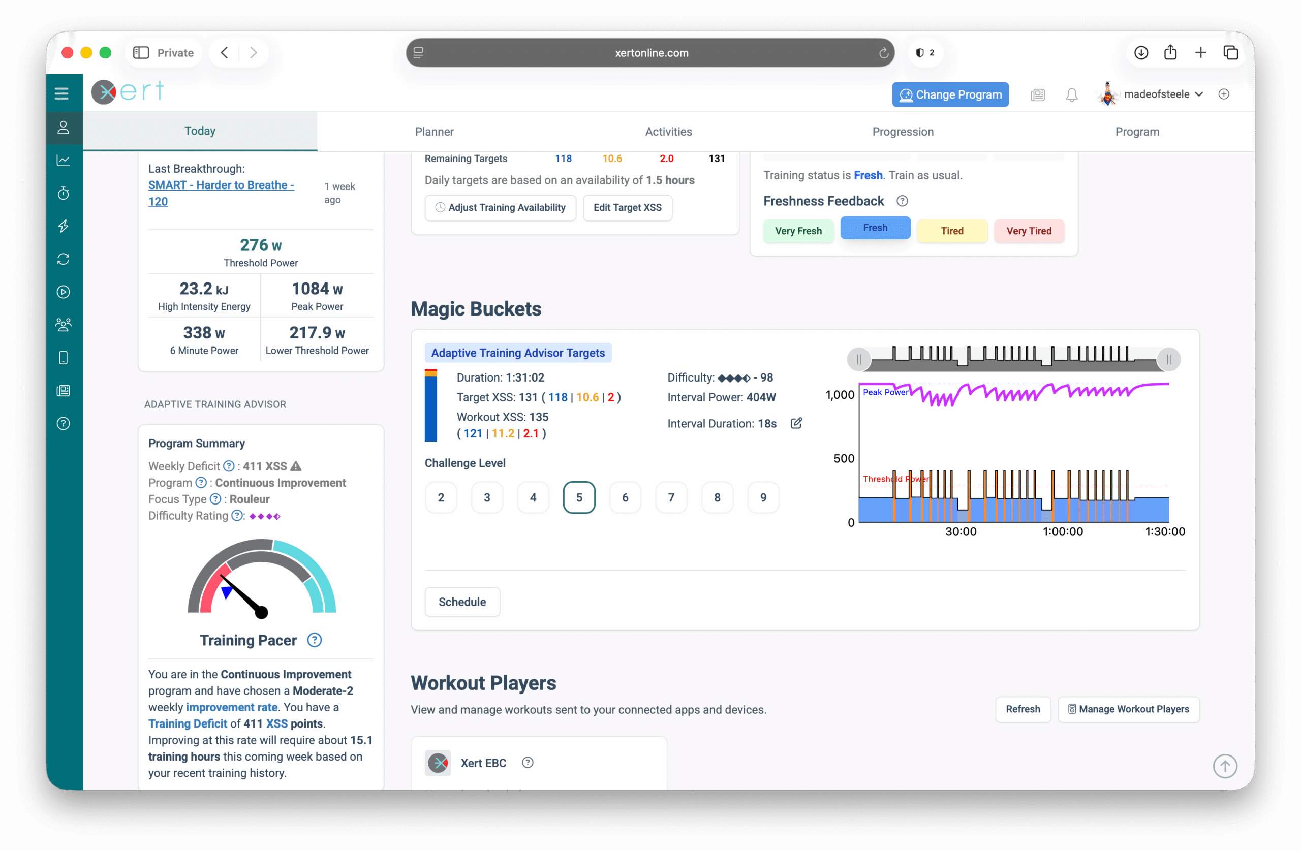 Magic Buckets widget on the Today Page