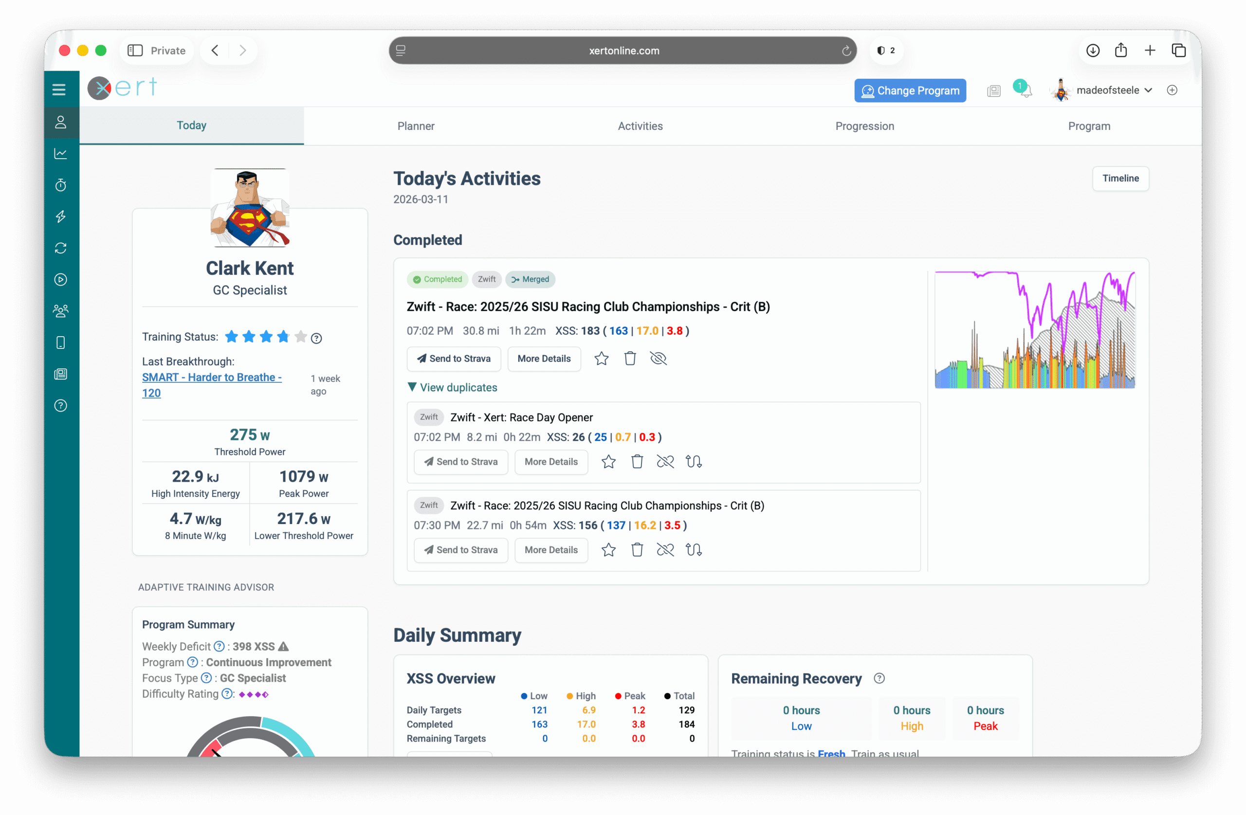 View merged activities from the Today page